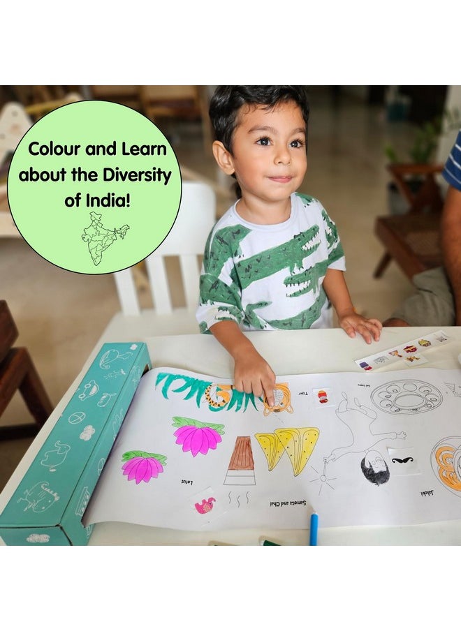 COCOMOCO KIDS Cocomoco Diversity Of India Colouring Roll Sheet For Kids |11 Feet Big Size Art And Craft Reusable Drawing Paper Roll Kit For Children | Birthday Return Gift For Boys And Girls  - Image 2