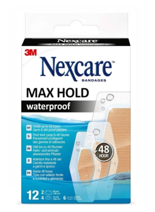 3M Max Hold Waterproof Bandage 12'S assorted - Image 1
