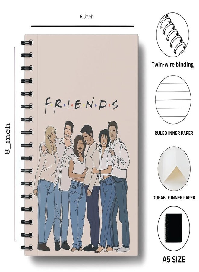 zenithink Friends Wiro Journal Notebook | 80 gsm Paper With 350GSM Hard Cover | ruled | Pages - 160 | | A5 Size | Wiro Binding | Versatile for School, Home & Office | - Image 4