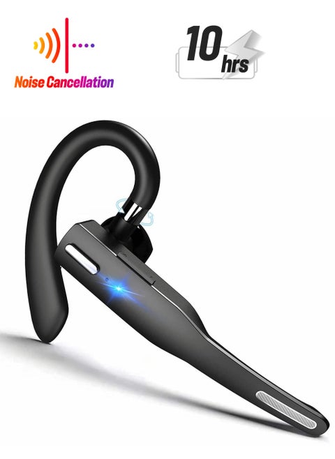 Bluetooth Headset Handsfree Wireless Earpiece for Mobile Phone with Microphone Noise Cancelling 10H Talking Time Headphone Earphone Business Driving