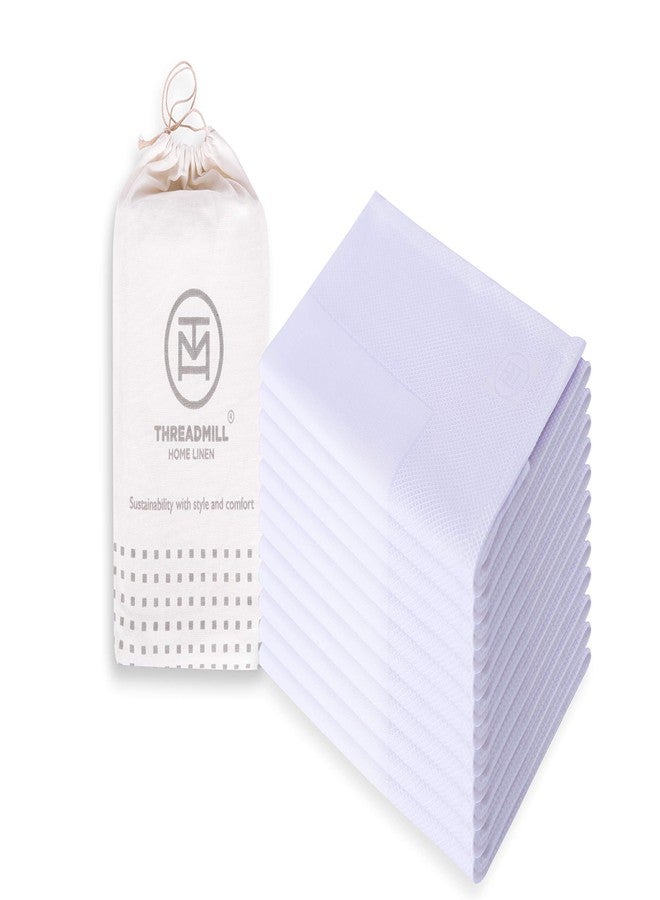 Threadmill مجموعة مناديل قماشية بيضاء من ثريدميل، 12 منديل قطني، قابلة لإعادة الاستخدام، مقاس 20 × 20 بوصة، بنقشة الجاكار، قابلة للغسل، مثالية لحفلات الزفاف، والحفلات، وحفلات الكوكتيل، وفصل الخريف، وعيد الشكر، وعيد الميلاد. - Image 1