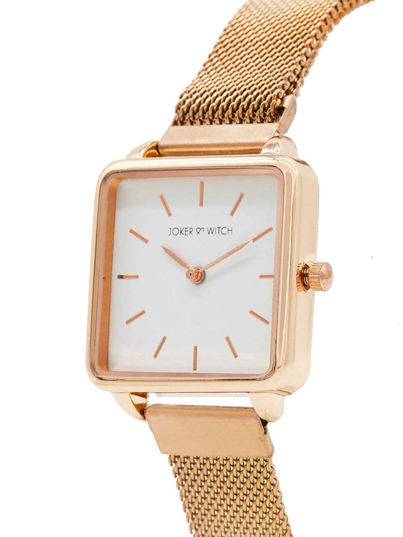Joker & Witch Stainless Steel Glow Rosegold Analogue Watch Bracelet Set For Women, White Dial, Rose Gold Band - Image 4