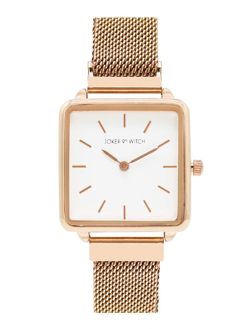 Joker & Witch Stainless Steel Glow Rosegold Analogue Watch Bracelet Set For Women, White Dial, Rose Gold Band - Image 3