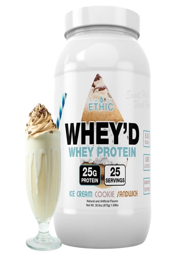 Sweat Ethic مسحوق بروتين سويت إيثيك وايز، 25 غرام من مزيج بروتين مصل اللبن مع المركز (30 أونصة، بنكهة آيس كريم كوكيز ساندويتش) - Image 1