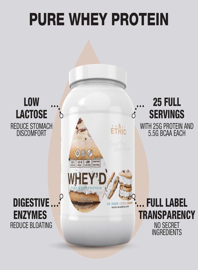 Sweat Ethic مسحوق بروتين سويت إيثيك وايز، 25 غرام من مزيج بروتين مصل اللبن مع المركز (30 أونصة، بنكهة آيس كريم كوكيز ساندويتش) - Image 3