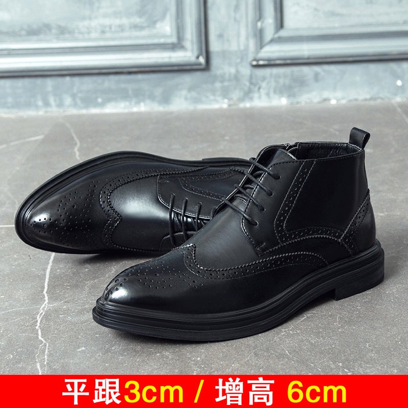 Winter Brock Boots High-Top Leather Shoes Men'S Fleece-Lined Chelsea Boots Height Increasing Martin Boots Genuine Leather Men'S Ankle Boots - Image 3