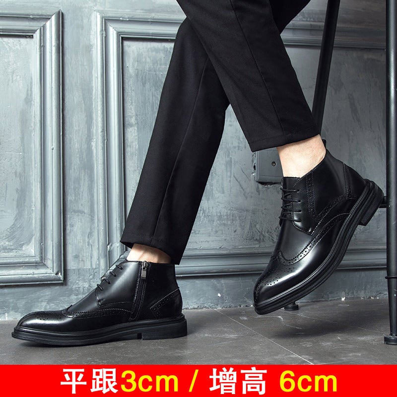 Winter Brock Boots High-Top Leather Shoes Men'S Fleece-Lined Chelsea Boots Height Increasing Martin Boots Genuine Leather Men'S Ankle Boots - Image 4