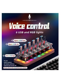 SYOSI Wireless Voice Control 6-Port USB2.0 Hubs Independent Switch, USB Splitter USB Expander, USB Drive Case, SD/TF Card Storage Box, Desktop Creative Gifts, Boyfriend Gifts  - Image 3