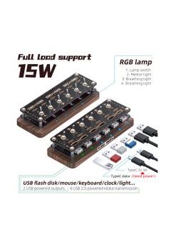 SYOSI Wireless Voice Control 6-Port USB2.0 Hubs Independent Switch, USB Splitter USB Expander, USB Drive Case, SD/TF Card Storage Box, Desktop Creative Gifts, Boyfriend Gifts  - Image 5