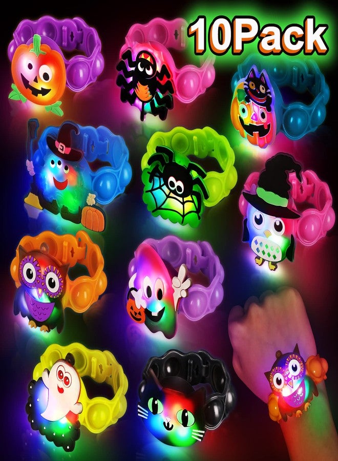 NPET Halloween Light Up LED Bracelets 10 Pack Halloween Party Favors for Kids, Pop Halloween Bracelets Glow in The Dark Party Favors Halloween Trick Or Treat Toy Goodies Flashing Bag Stuffers Bracelets - Image 1