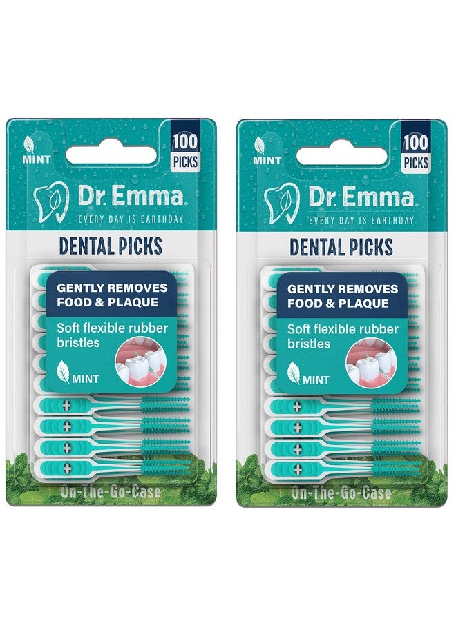Dr.Emma Dr. Emma Dental Picks Mint Brush Picks 100Ct/Pack, 2 Packs (200Ct) - Image 1