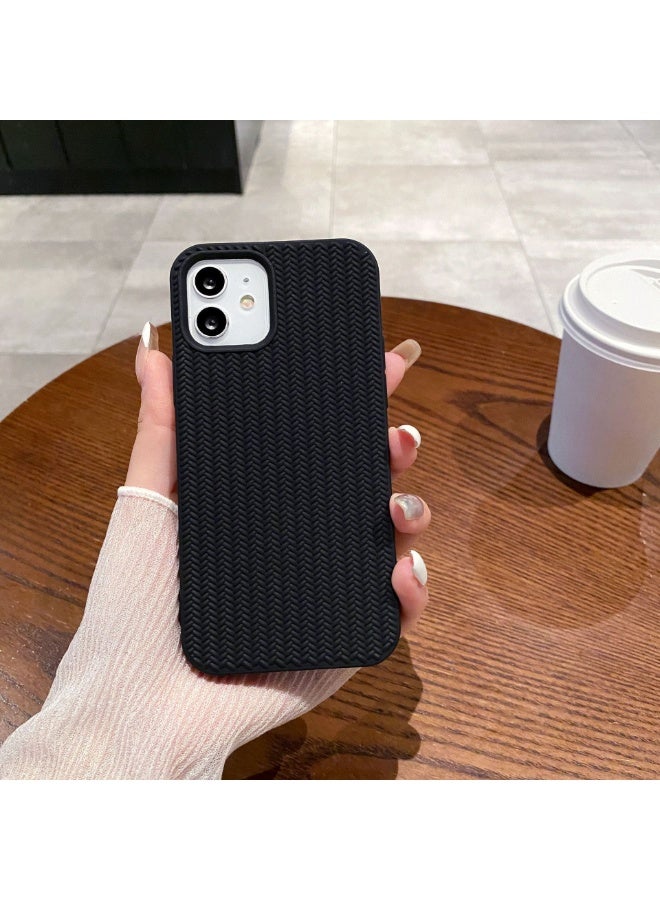NIBEMINENT Weaving Pattern Protective TPU Case Cover For iPhone 15, Black - Image 1