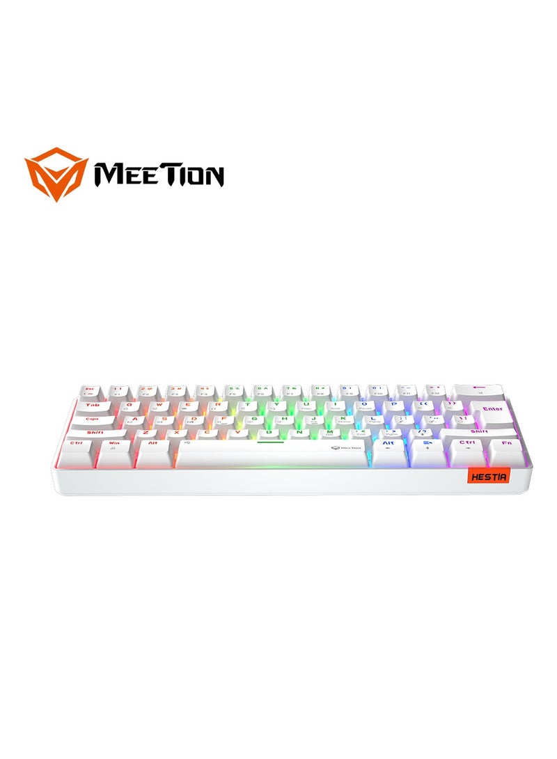 MEETION RGB Backlit Mini 61 Keys Wired 60% Mini Blue Switch Mechanical Best Gaming Keyboard White MT-MK005 - Image 5