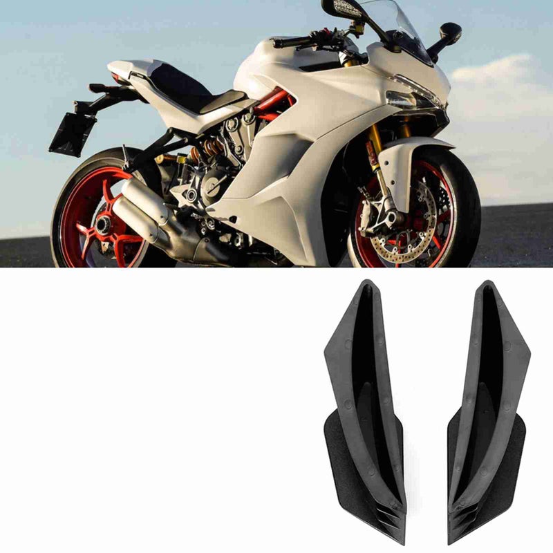 1 Pair Universal Motorcycle Winglet Aerodynamic Wing Kit Fit For Ducati (Black) - Image 5