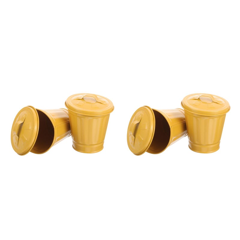 4 pcs Desktop Galvanized Iron Trash Can Desktop Trash Bucket Garbage Storage Holder Garbage Bucket - Image 3