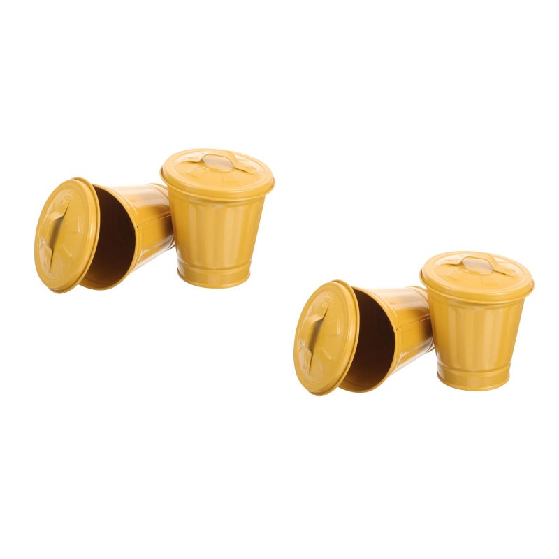 4 pcs Desktop Galvanized Iron Trash Can Desktop Trash Bucket Garbage Storage Holder Garbage Bucket - Image 4