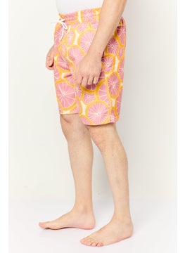 Sovereign Code Men Allover Printed Board Shorts Swimwear, Orange  - Image 3
