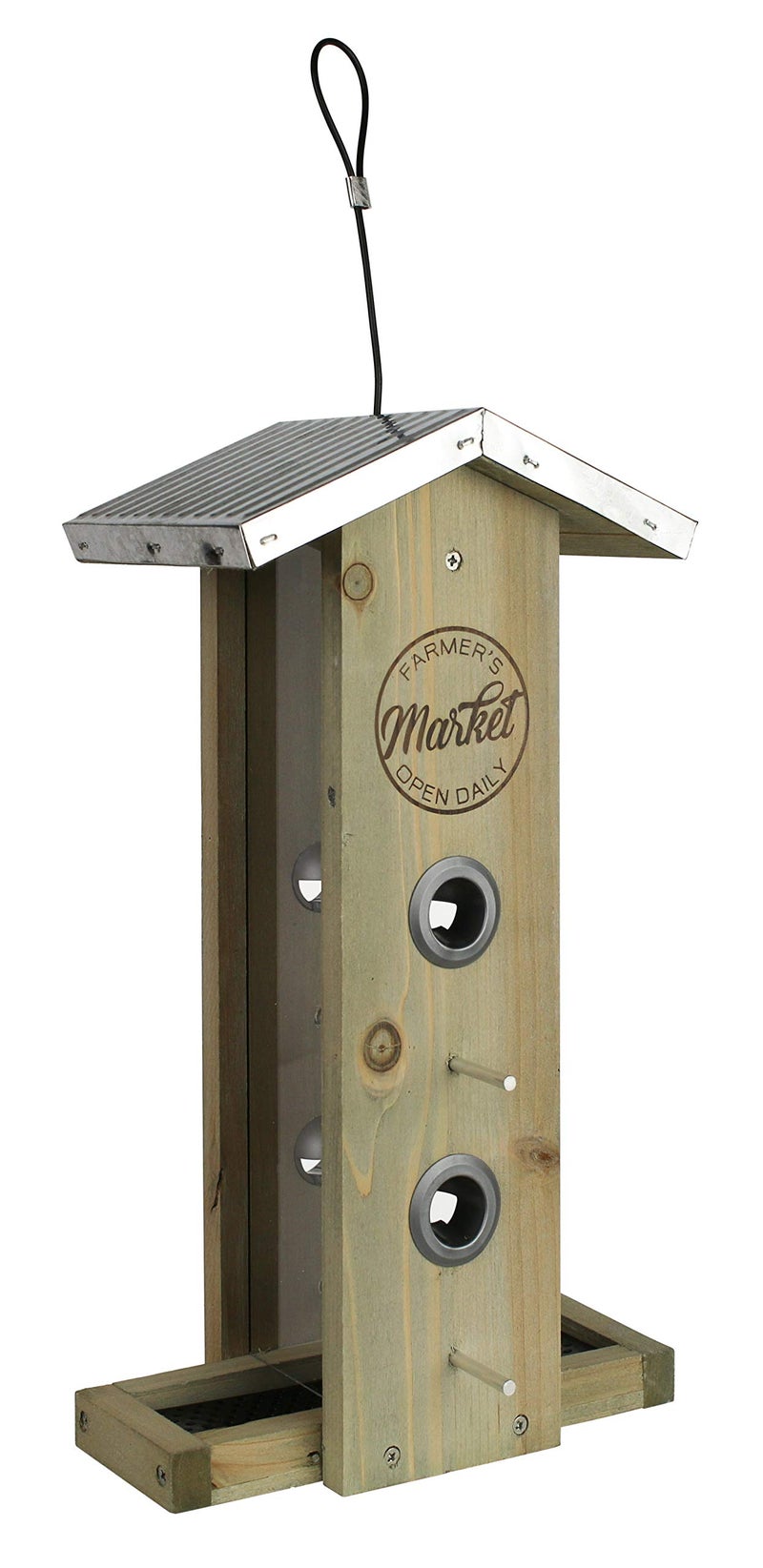 Wild Wings WWGF1DECO Galvanized Weathered Vertical Cedar Bird Hopper Feeder