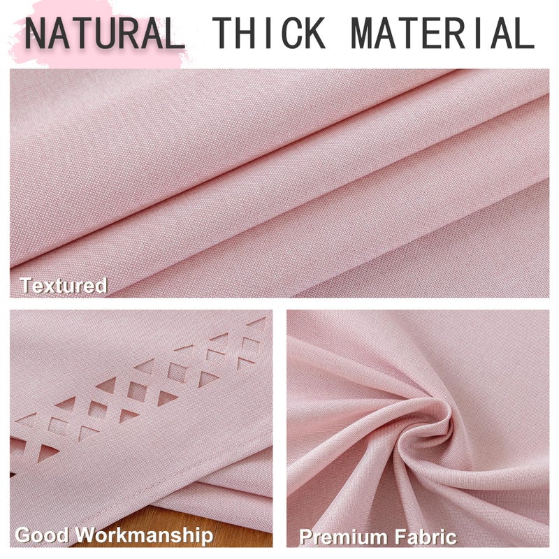 Jia le JIALE Pink Rectangle Linen Polyester Tablecloth with Decorative Cutouts, Waterproof Table Cloth Wrinkle Free Light Pink Valentines Farmhouse Dining Table Cover for Outdoor Party Camping, 55 x 70 inch - Image 3