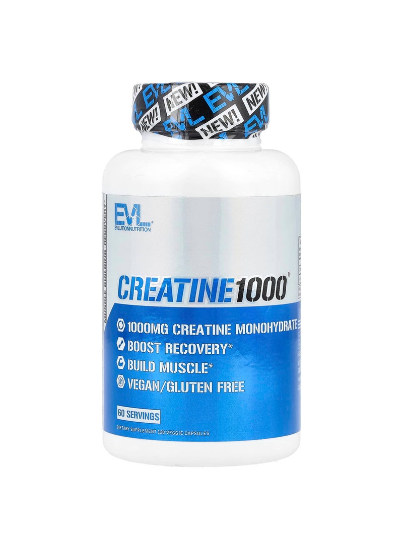 EVLUTION NUTRITION Creatine1000®, 120 Veggie Capsules (500 mg per Capsule)