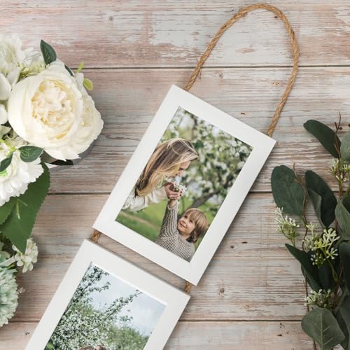 QUTREY 4x6 Collage Picture Frames White, 3 Openings Vertical 4 x 6 Hanging Photo Frames Display 4 by 6 inch Pictures for Wall Decor, 2 Pack - Image 2