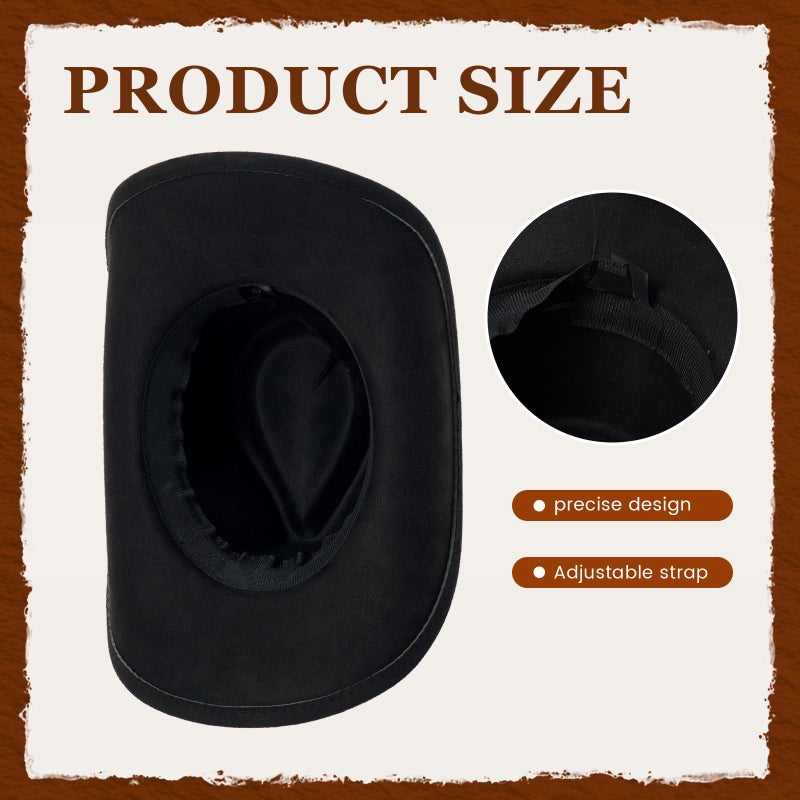 Chicingyou 4 Pcs Women's Western Cowboy Boho Outfit Classic Retro Panama Hat Cardigan Wrap Shawl Turquoise Jewelry Halloween (Black) - Image 2