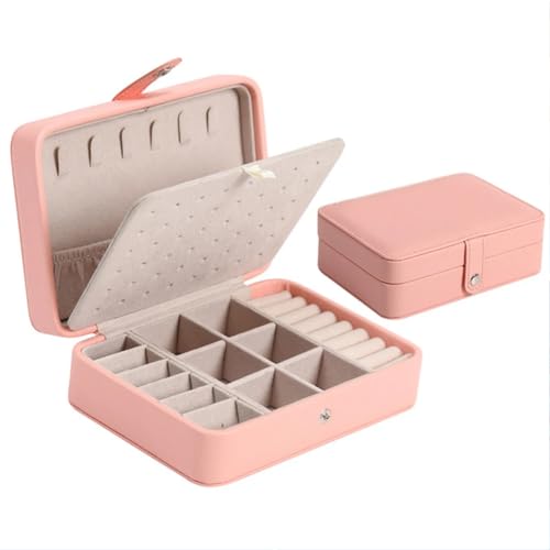 YouBella Jewellery Organisers Gifts PU Leather Portable Home Jwell organizer Storage Box Case with Dividers Container for Rings, Earrings, Necklace for girls and women (Pink) - Image 1