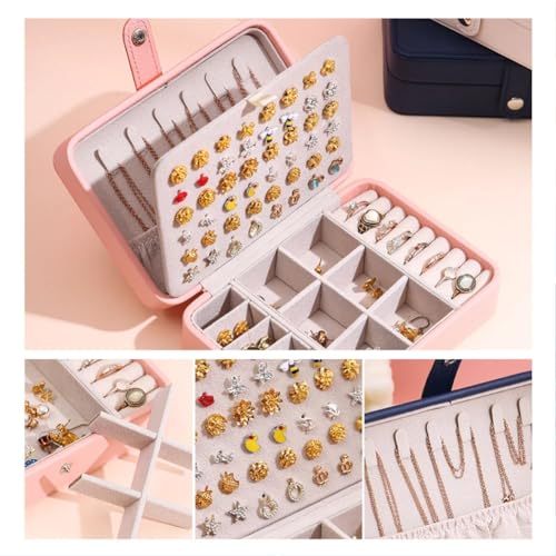 YouBella Jewellery Organisers Gifts PU Leather Portable Home Jwell organizer Storage Box Case with Dividers Container for Rings, Earrings, Necklace for girls and women (Pink) - Image 3