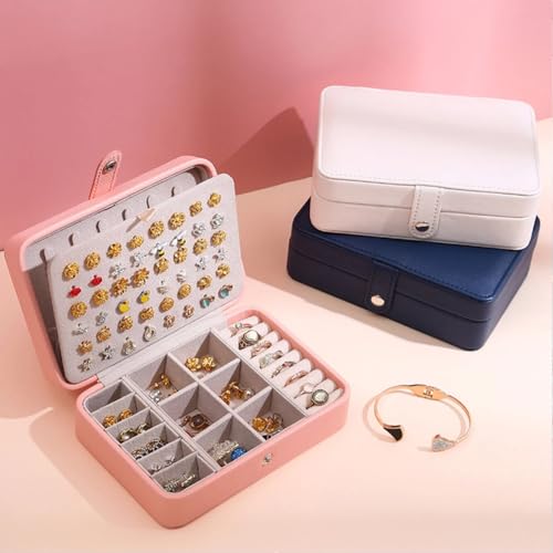 YouBella Jewellery Organisers Gifts PU Leather Portable Home Jwell organizer Storage Box Case with Dividers Container for Rings, Earrings, Necklace for girls and women (Pink) - Image 4