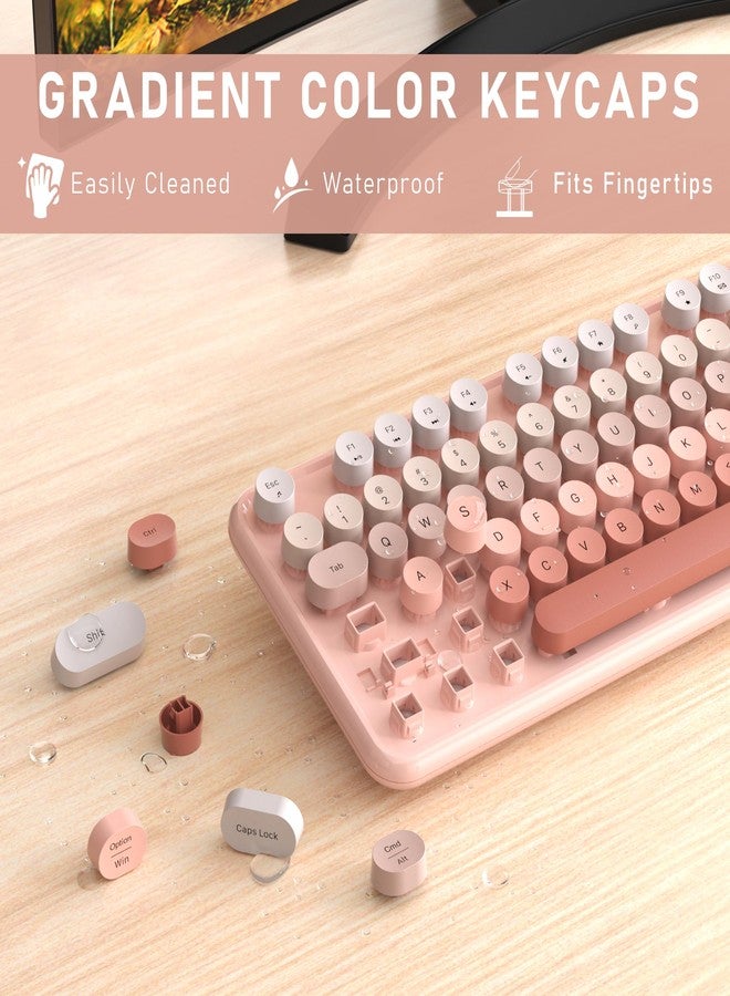 Links9+ Colorful Wireless Keyboard and Mouse, Full Size Gradient Keyboard with Optical Mouse, 2.4GHz for Windows, Mac, Laptop, PC, Desktop (Peach Gradient) - Image 2