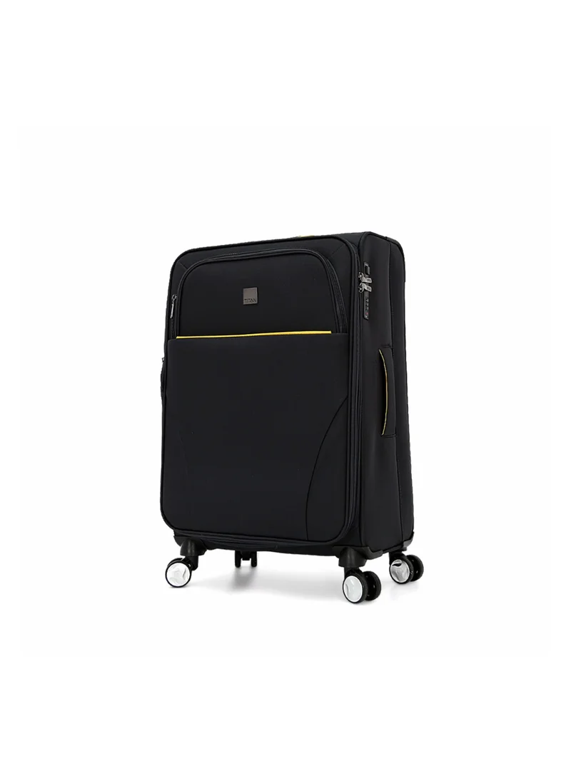 TITAN Softside Luggage Trolley Bag 3 Pieces Set With Double Spinner Wheels,Black (S-20, M-24, L-28 inch)