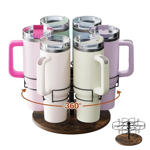 Kssiaz Water Bottle Organizer for Stanley 40 oz, Rotating Stanley Cup Organizer Holder, Tumbler Organizer Holder, Stanley Cup Accessories, Easy to Install, Vintage Brown（Patented Product） - Image 1