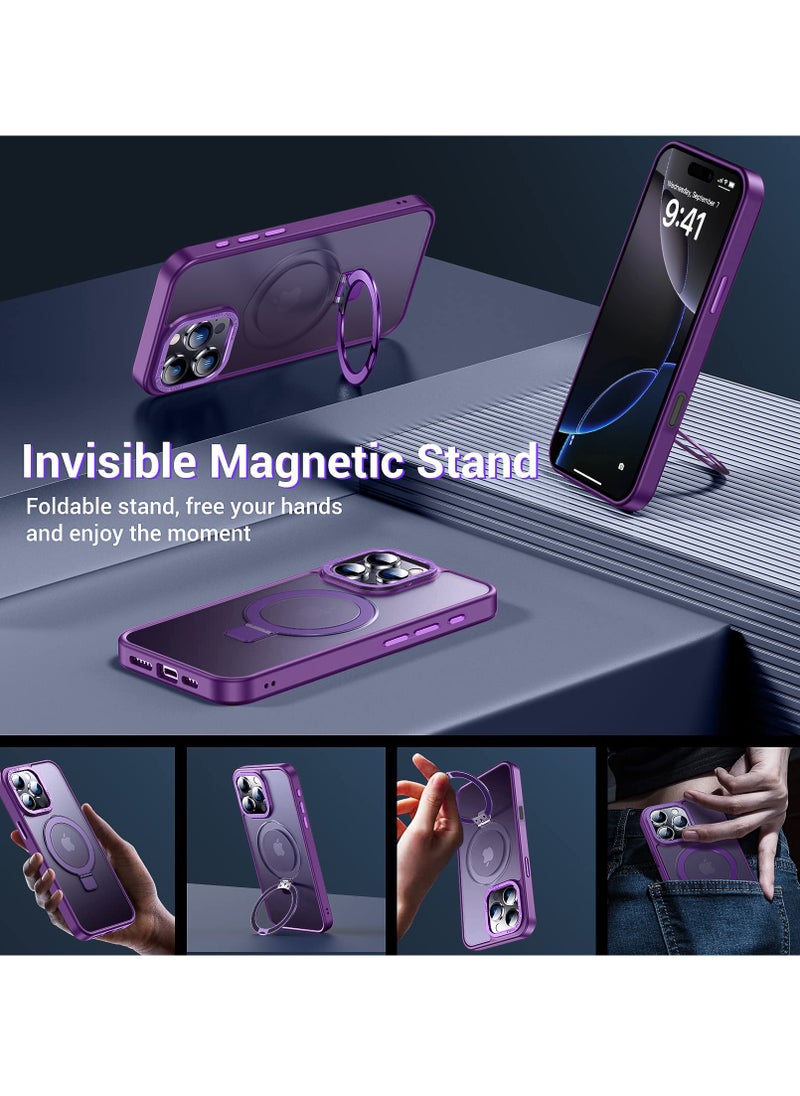 iPhone 16 Pro Max MagSafe Case with Magnetic Invisible Stand,【Full Shockproof Protection】Matte Back Phone Cover with Magnet Kickstand for Apple 16 Pro Max (2024)(Purple) - pzsku/Z45E3581F4DFB3C8AA082Z/45/_/1729443046/44688127-3da7-4002-b17f-bd60f691b4df