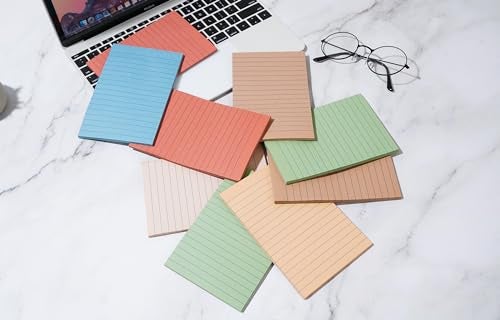 YEECOK 9 Pads Lined Sticky Notes 4x6 in Post, Vintage Colors Self Pad Its, Super Sticking Power Memo Pads Its, 40 Sheets/pad - Image 5