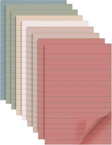 YEECOK 9 Pads Lined Sticky Notes 4x6 in Post, Vintage Colors Self Pad Its, Super Sticking Power Memo Pads Its, 40 Sheets/pad - Image 1