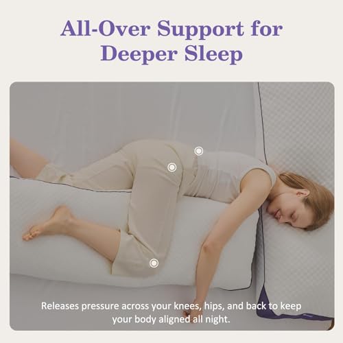 HOMELAB Adjustable Shredded Memory Foam Body Pillow Bundle with Mulberry Silk Pillowcase, Cooling Long Pillow Full Support for Side Sleepers, Back, Hip & Leg Comfort, 1 Pack 20"x52" - Image 4