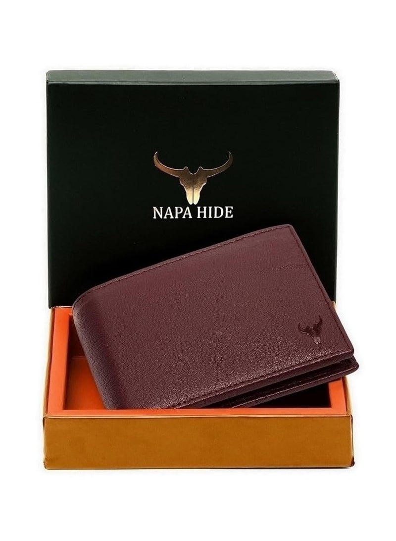 Napa Hide Maroon Leather Wallet for Men Handcrafted - Image 1
