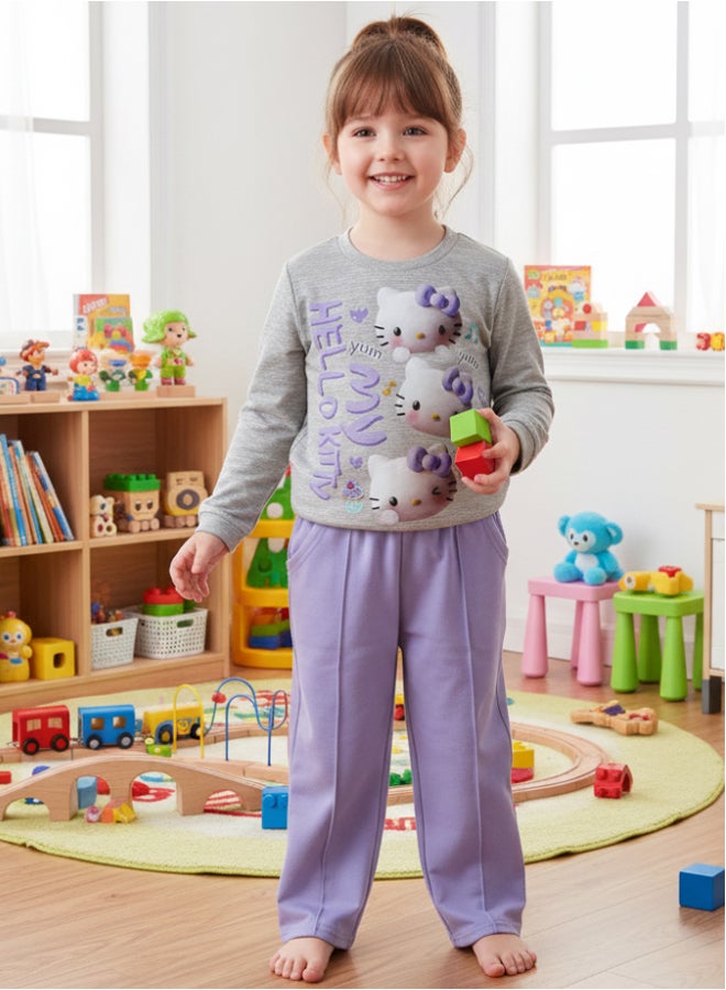 دريم طقم بيجامة بناتي قطن بطبعة هالو كيتي - Image 2