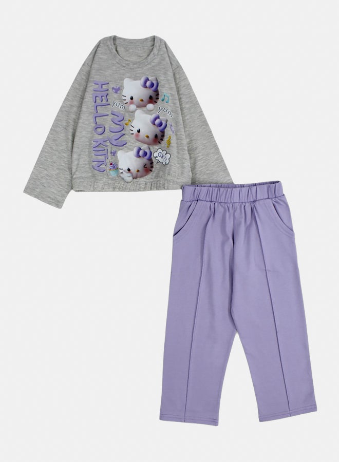 دريم طقم بيجامة بناتي قطن بطبعة هالو كيتي - Image 1