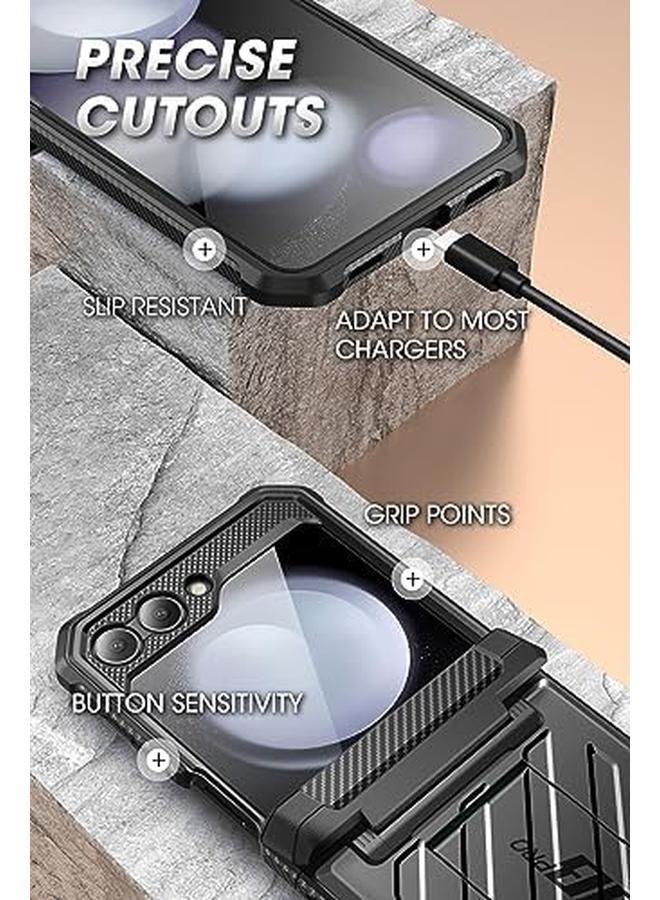 SupCase Unicorn Beetle Pro Series Case For Samsung Galaxy Z Flip 5 5G 2023 Hinge Protection Dual Layer Rugged Protective Case With Holster And Kickstand Black - Image 4