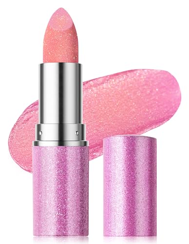 Erinde Metallic Glitter Lipstick for Women Long Lasting Sparkle Lipsticks High Shine Diamond Creamy Lipstick Lipcolor Makeup Hydrating Glimmer Finish Sparkling Lip Gloss 02 Light Pink - Image 1