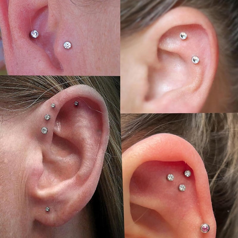 QWALIT 16G Clear Lip Rings Studs Plastic Medusa Labret Piercing Jewelry Push in Cartilage Earring Tragus Earrings Threadless Helix Piercing Jewelry Helix Earrings 6mm 8mm 10mm - Image 5