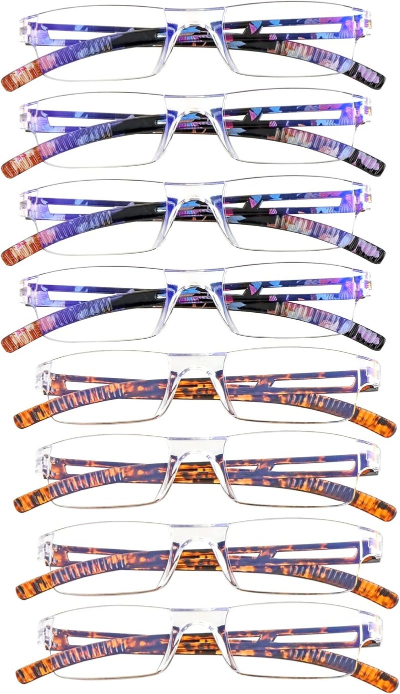 VisionGlobal 5/8 Pairs Reading Glasses, Computer Reading Glasses for Women and Men, Fashion Square Eyewear Frame - Image 1
