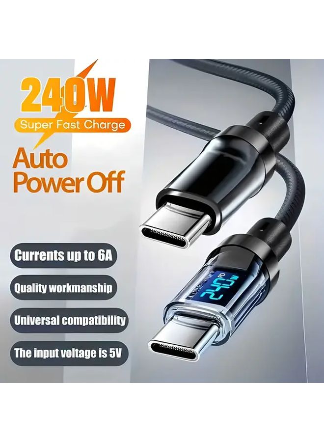 240W Fast Charging USB Type C to Type C Cable 39.37 Inch with Digital Display LED Power Screen - Image 5