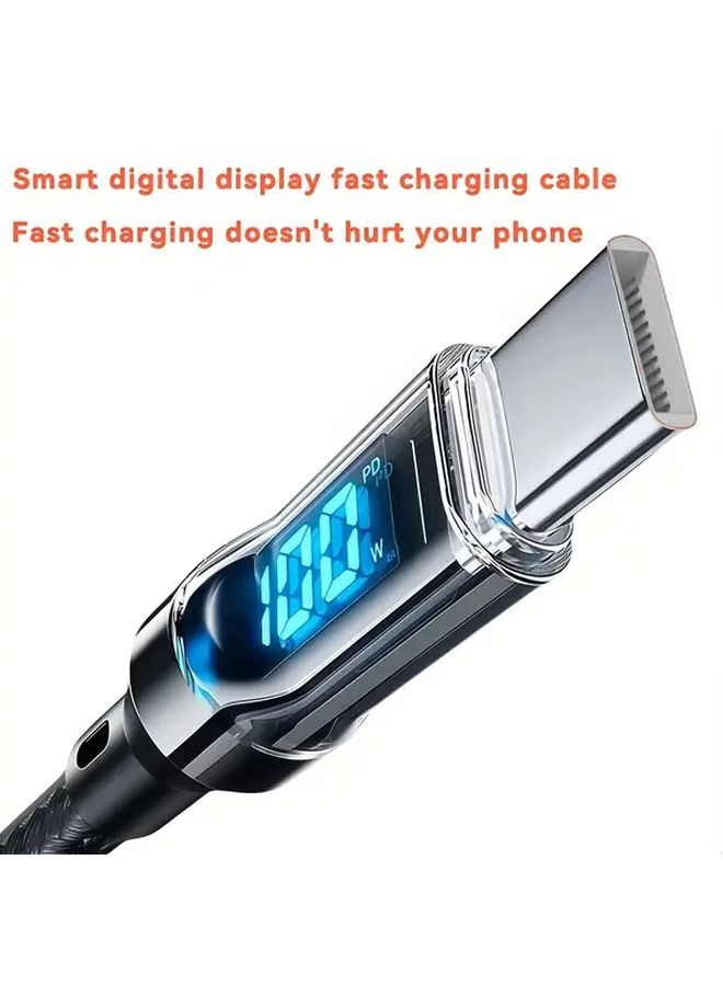 240W Fast Charging USB Type C to Type C Cable 39.37 Inch with Digital Display LED Power Screen - Image 3