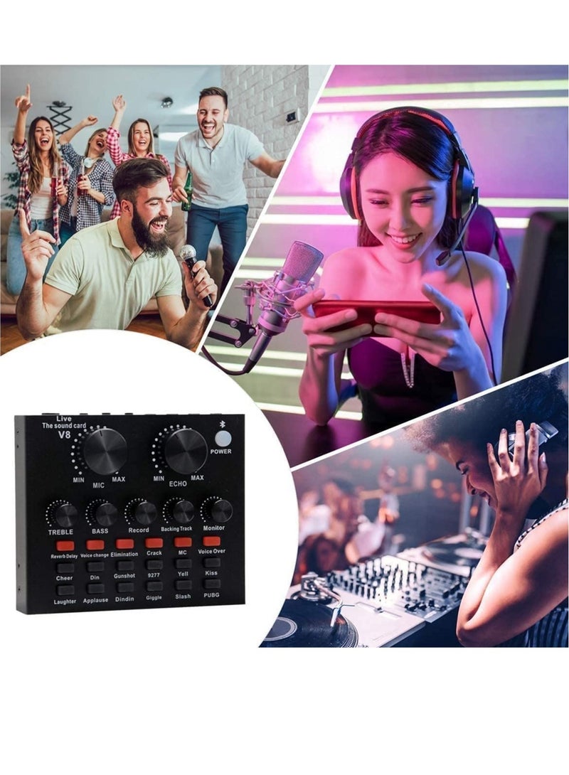 ELTRAZONE Microphone,Live Sound Card & BM800 Suspension Microphone Kit Broadcasting Recording Condenser Microphone Set Intelligent Volume Audio Mixer Sound Card for Computer PC Live Sound - Image 4