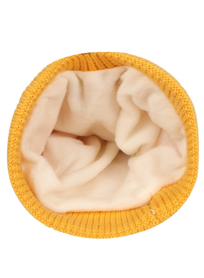 FabSeasons Kids Winter Skull Cap for Boys & Girls (3-8 Years), Covers Entire Ears for Better Protection from Cold Yellow - Image 4