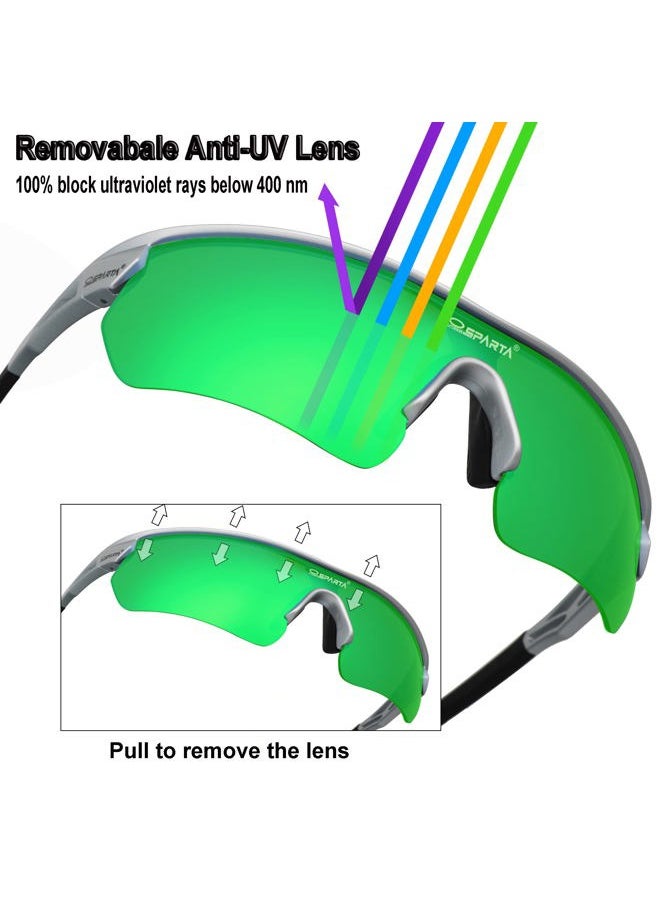 OUTDOOR SPARTA Sports Sunglasses(6. Silver Black Frame, Full Lens Mirorred Green)  - Image 3