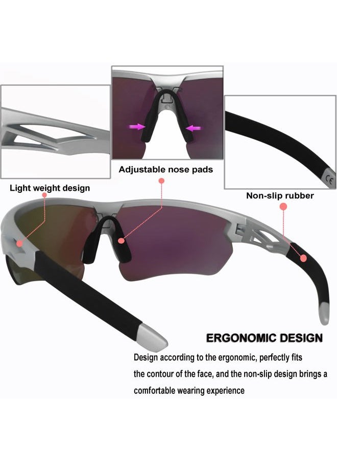 OUTDOOR SPARTA Sports Sunglasses(6. Silver Black Frame, Full Lens Mirorred Green)  - Image 4