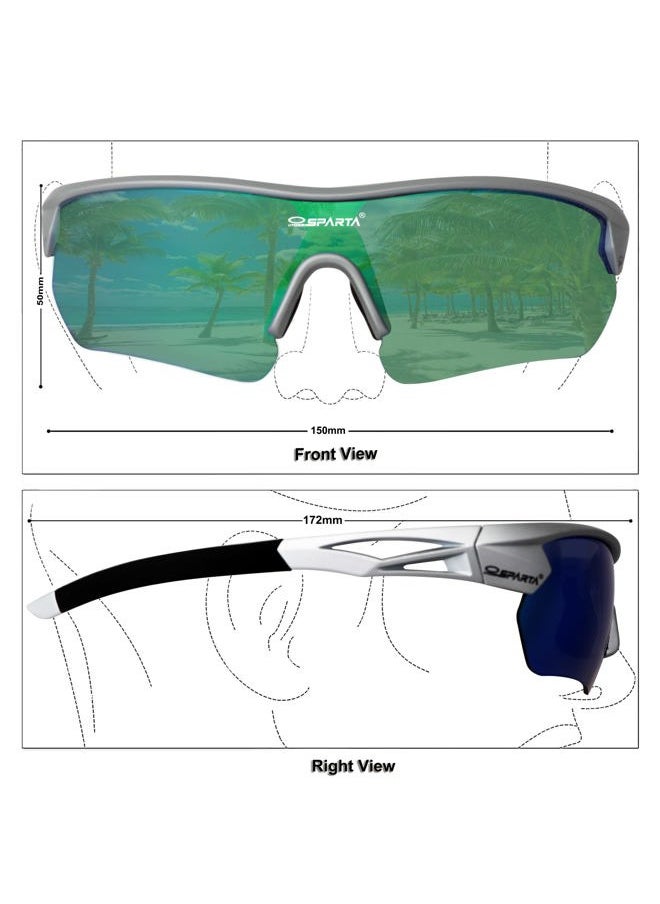 OUTDOOR SPARTA Sports Sunglasses(6. Silver Black Frame, Full Lens Mirorred Green)  - Image 2